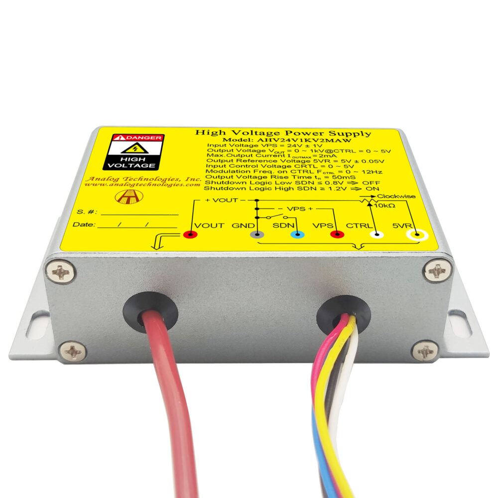 AHV24V1KV2MAW 1kV 2mA DC DC HV Power Supply (24V Input)