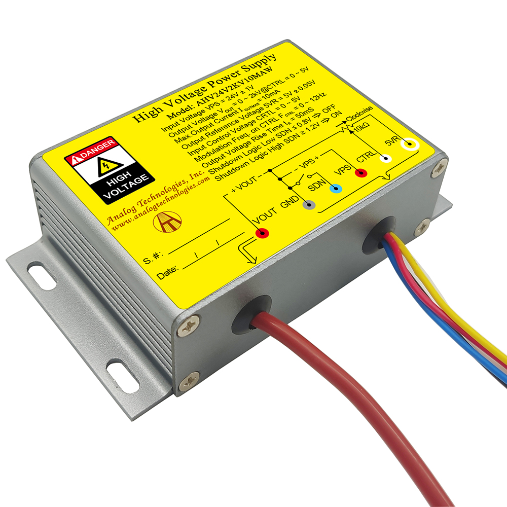 AHV24V2KV10MAW 2kV 10mA DC DC HV Power Supply (24V Input)