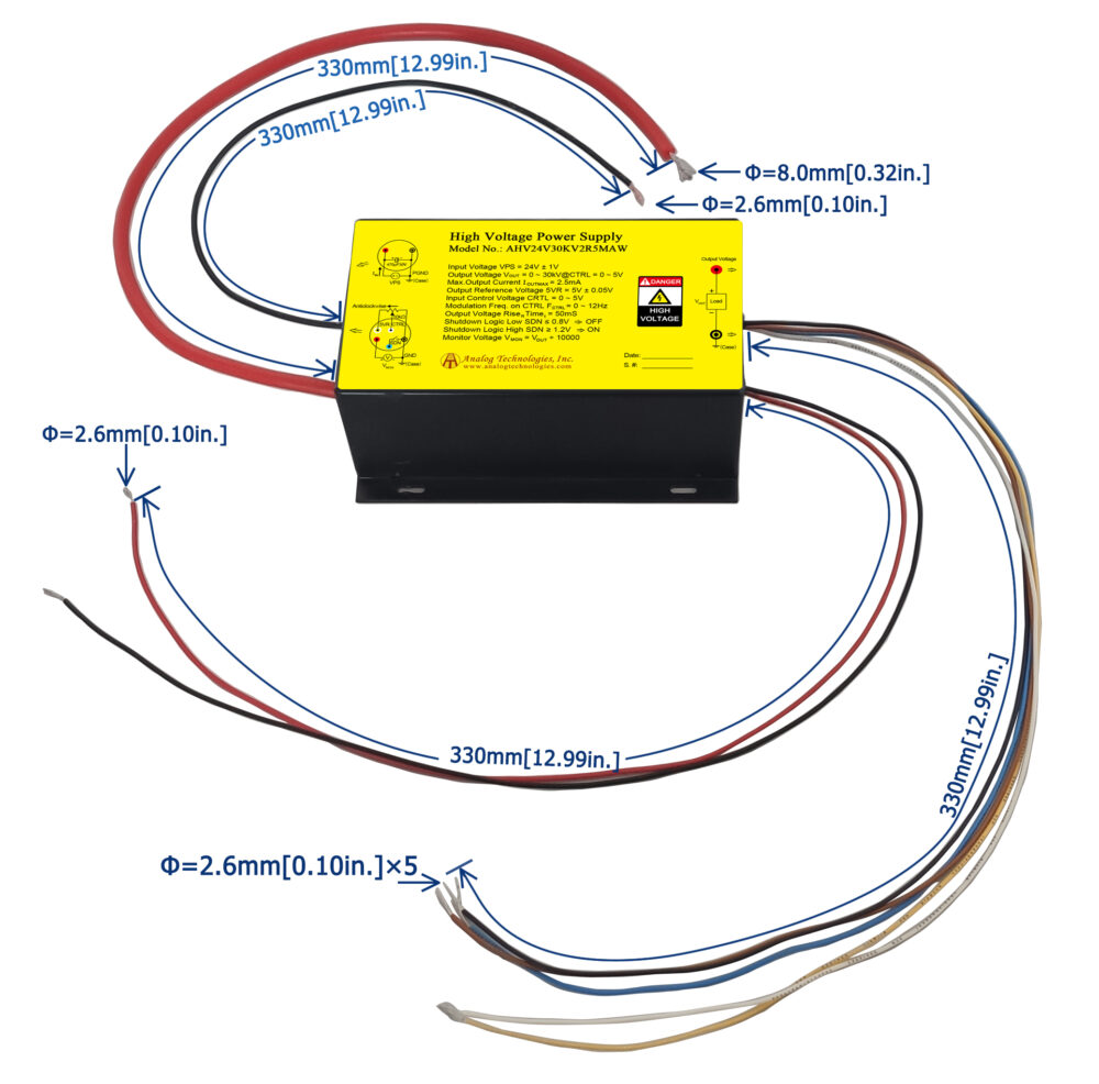 AHV24V30KV2R5MAW 30kV 2.5mA DC DC HV Power Supply (24V Input)