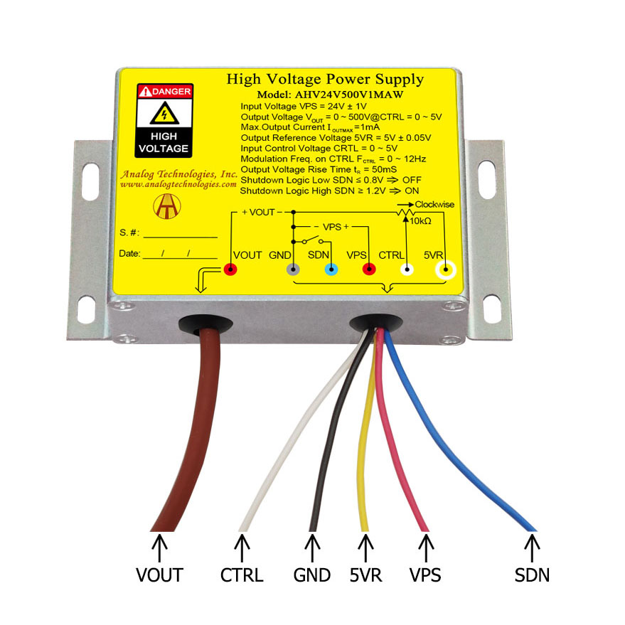 AHV24V500V1MAW 500V 1mA DC DC HV Power Supply (24V Input)