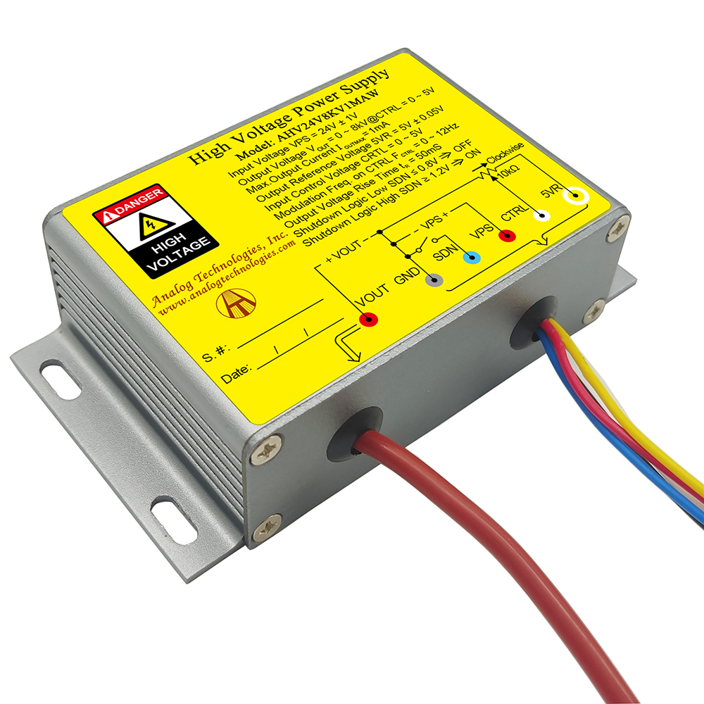 AHV24V8KV1MAW 8kV 1mA DC DC HV Power Supply (24V Input)