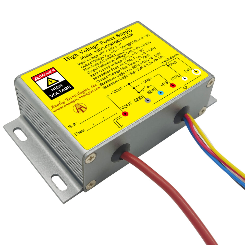 AHV24VN10KV1MAW &minus;10kV 1mA DC DC HV Power Supply (24V Input)