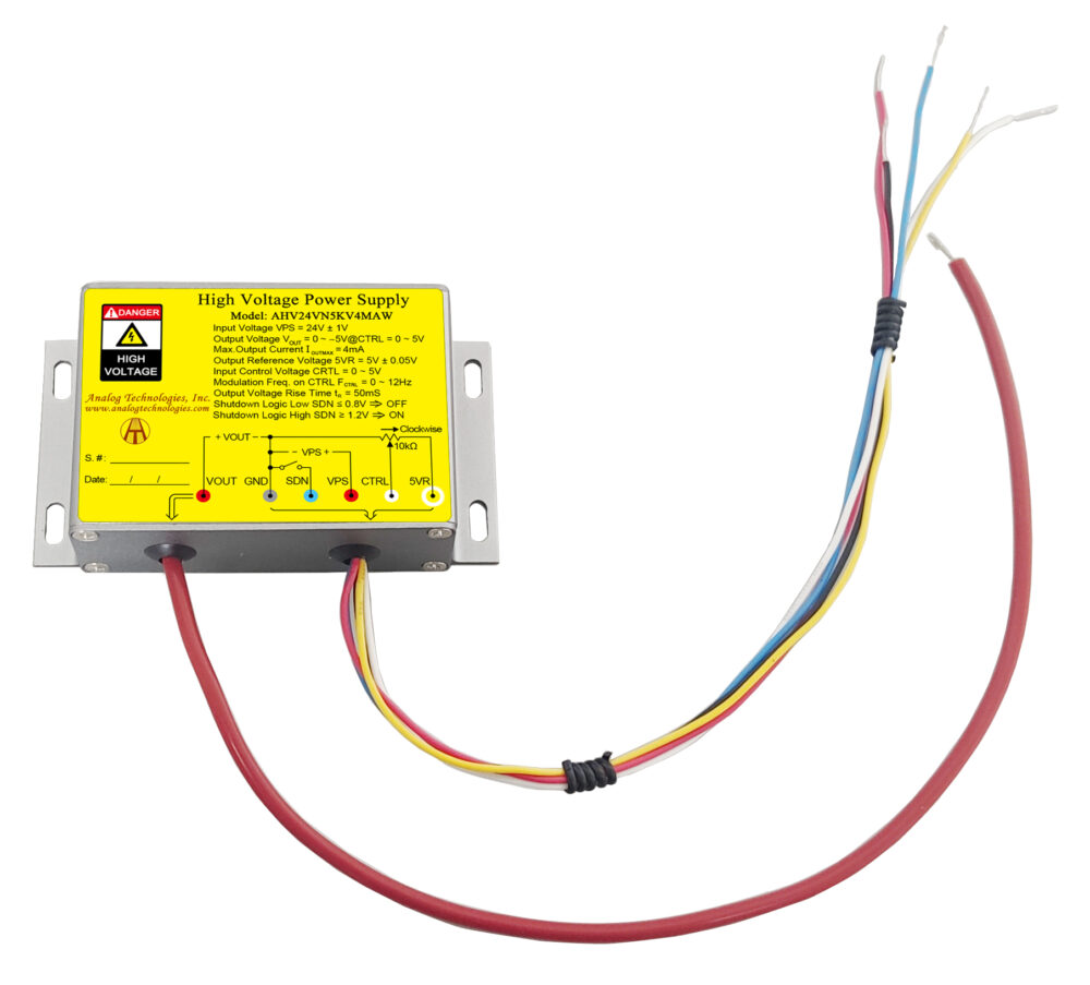 AHV24VN5KV4MAW &minus;5kV 4mA DC DC HV Power Supply (24V Input)