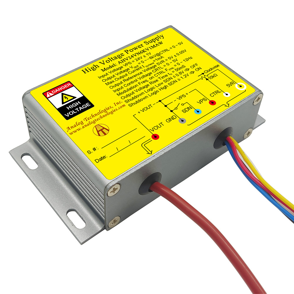 AHV24VN6KV1MAW &minus;6kV 1mA DC DC HV Power Supply (24V Input)
