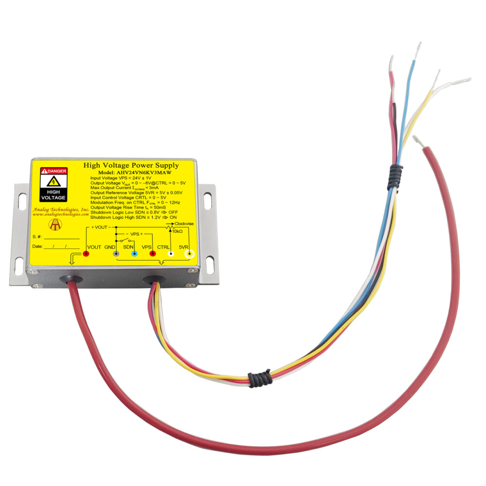 AHV24VN6KV3MAW &minus;6kV 3mA DC DC HV Power Supply (24V Input)