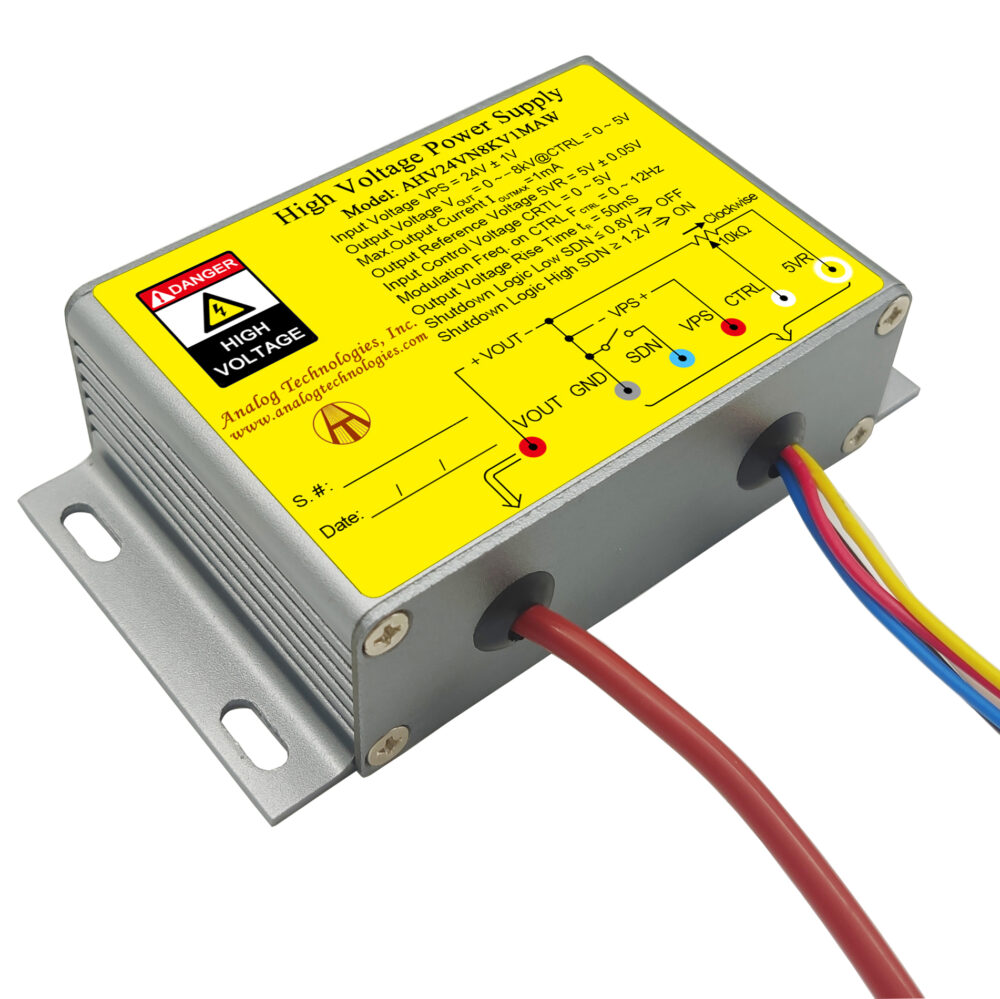 AHV24VN8KV1MAW &minus;8kV 1mA DC DC HV Power Supply (24V Input)