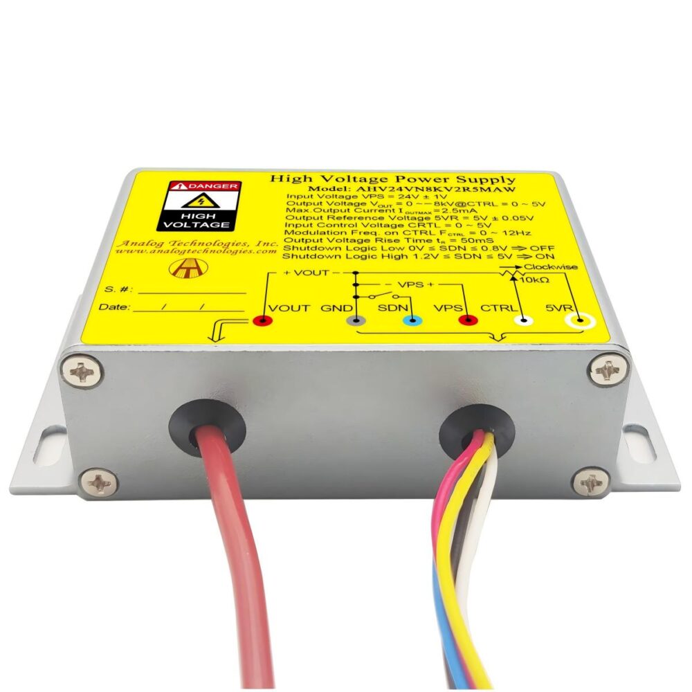 AHV24VN8KV2R5MAW &minus;8kV 2.5mA DC DC HV Power Supply (24V Input)