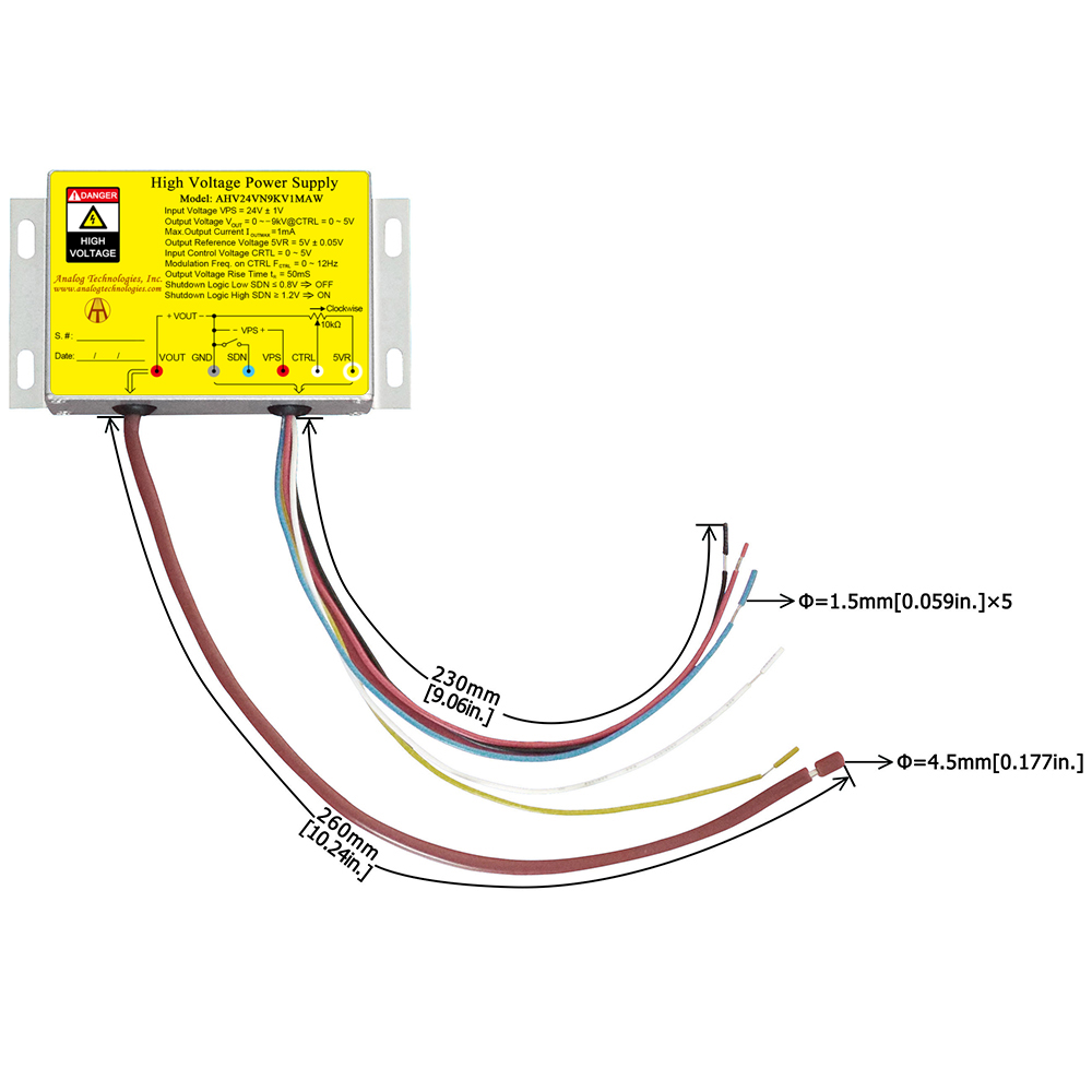 AHV24VN9KV1MAW_4 AHV24VN9KV1MAW −9kV 1mA DC DC HV Power Supply (24V Input)