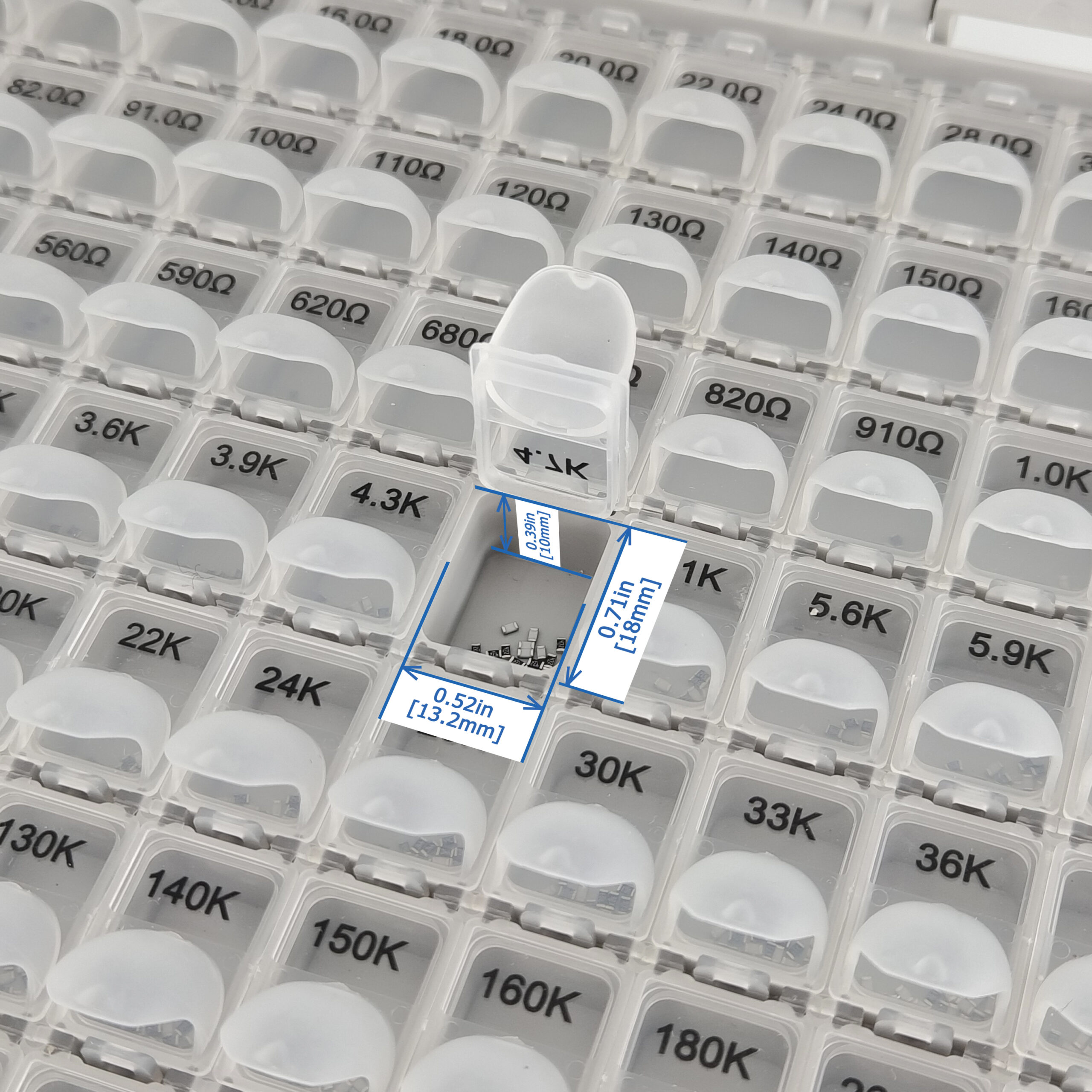 SK200 storage bin size diagram showing compartment dimensions