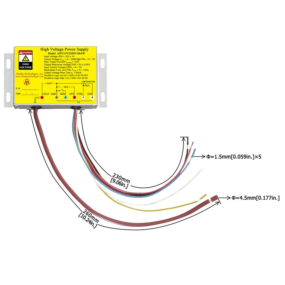 AHV12V2500V1MAW 2500V 1mA DC DC HV Power Supply (12V Input)