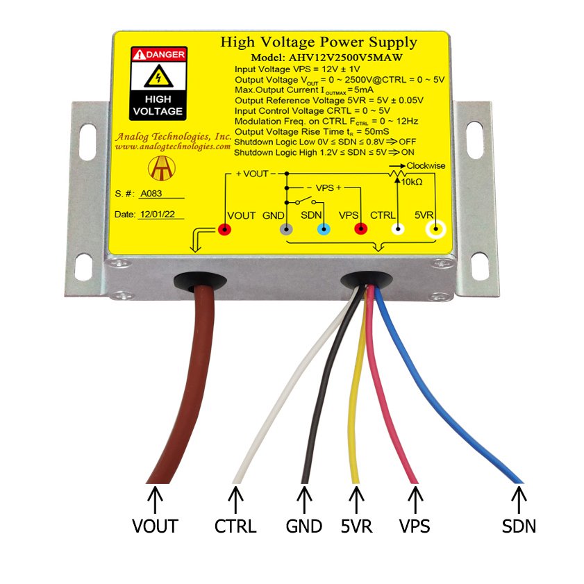 AHV12V2500V5MAW 2500V 5mA DC DC HV Power Supply (12V Input)