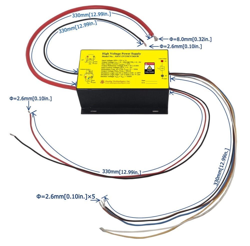AHV12V25KV1MAW 25kV 1mA DC DC HV Power Supply (12V Input)