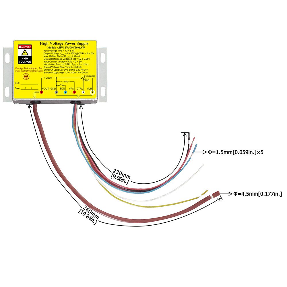 AHV12V500V20MAW_4 AHV12V500V20MAW 500V 20mA DC DC HV Power Supply (12V Input)