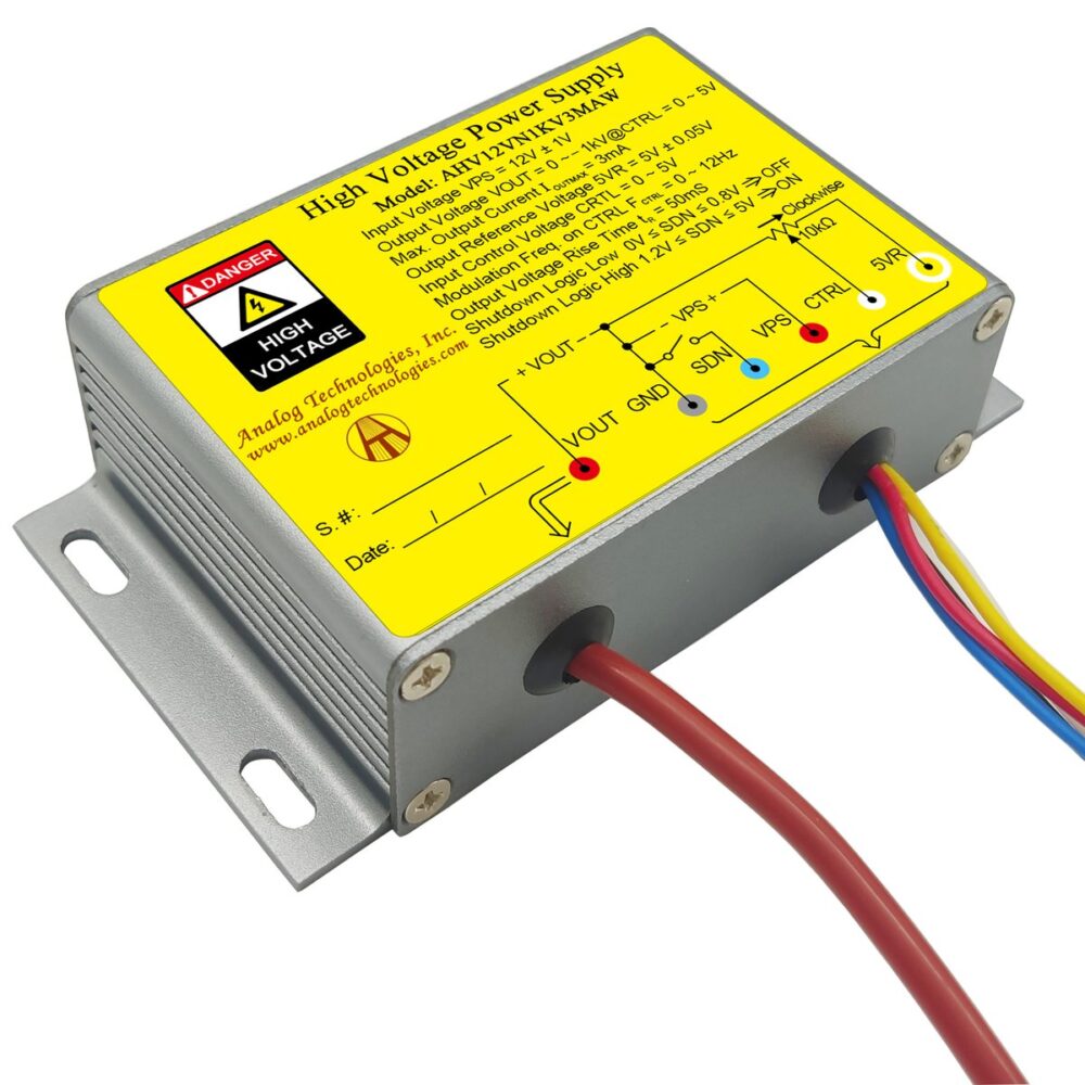 AHV12VN1KV3MAW &minus;1kV 3mA DC DC HV Power Supply (12V Input)