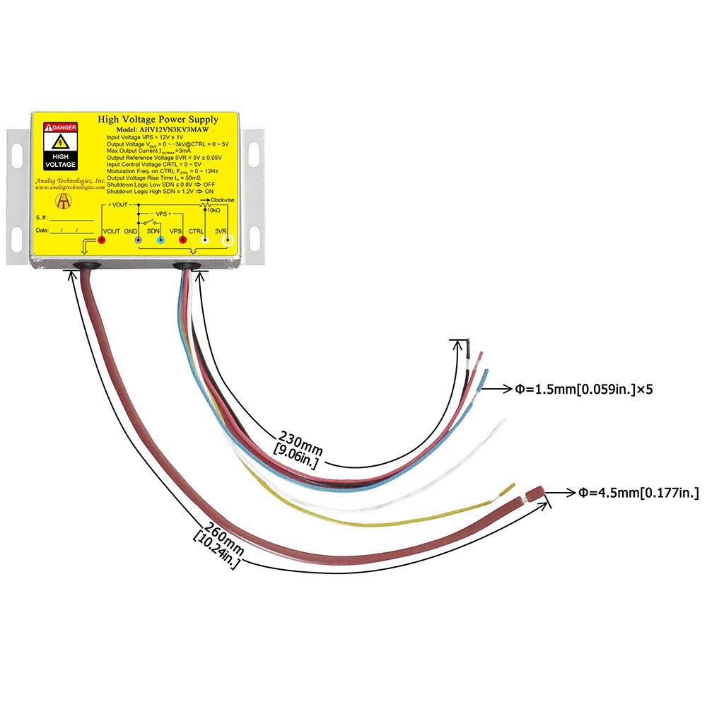 AHV12VN3KV3MAW &minus;3kV 3mA DC DC HV Power Supply (12V Input)