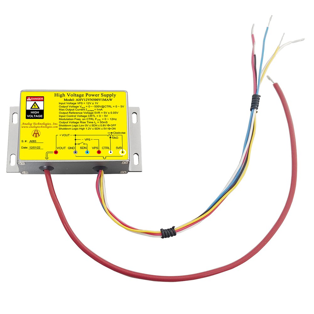 AHV12VN500V1MAW &minus;500V 1mA DC DC HV Power Supply (12V Input)