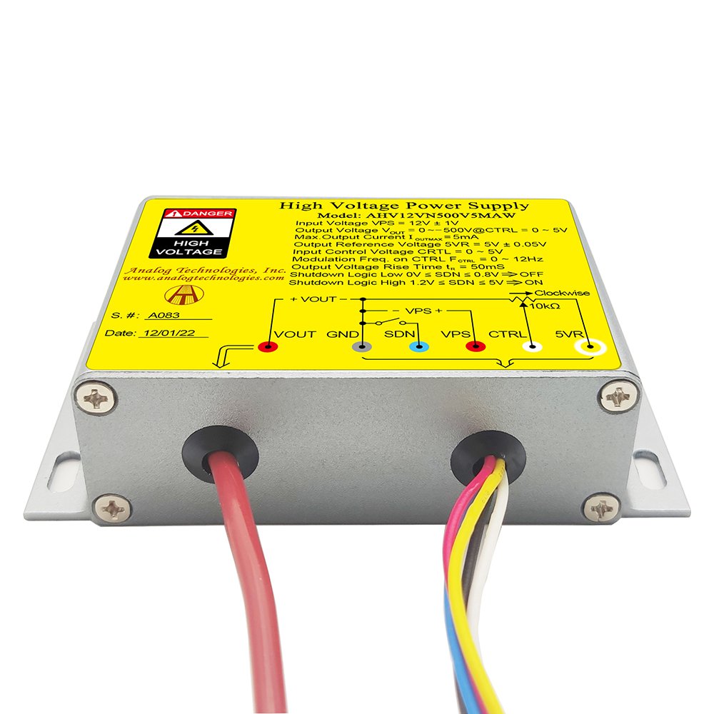 AHV12VN500V5MAW &minus;500V 5mA DC DC HV Power Supply (12V Input)
