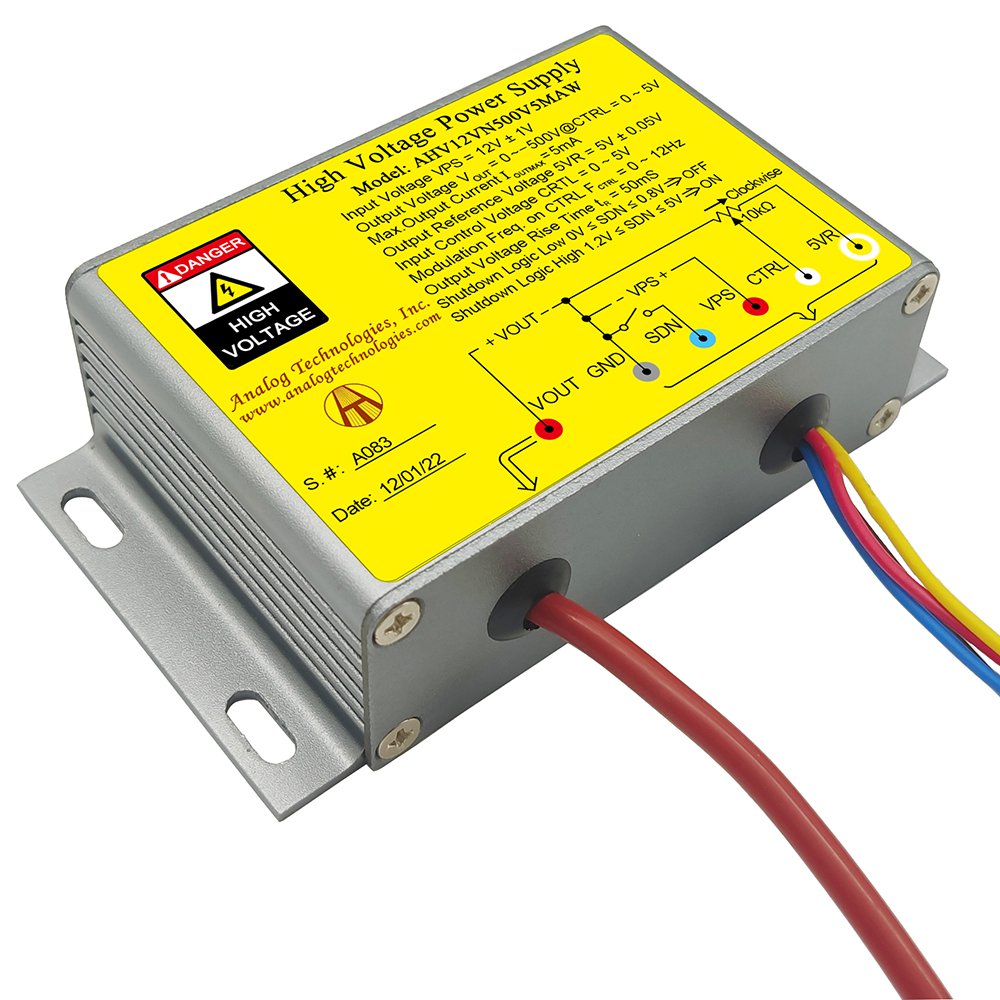 AHV12VN500V5MAW &minus;500V 5mA DC DC HV Power Supply (12V Input)