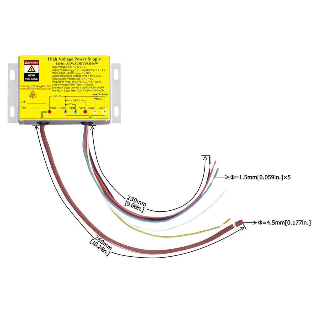 AHV24V4KV2R5MAW 4kV 2.5mA DC DC HV Power Supply (24V Input)