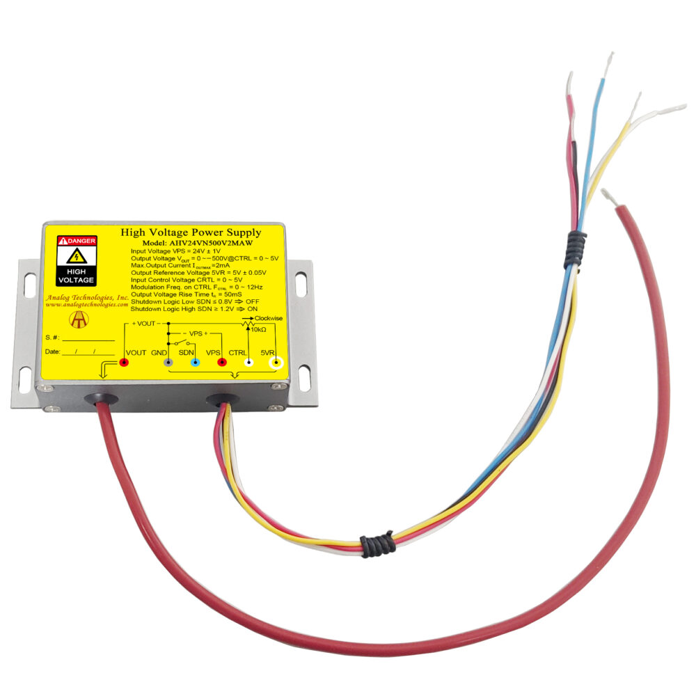 AHV24VN500V2MAW &minus;500V 2mA DC DC HV Power Supply (24V Input)