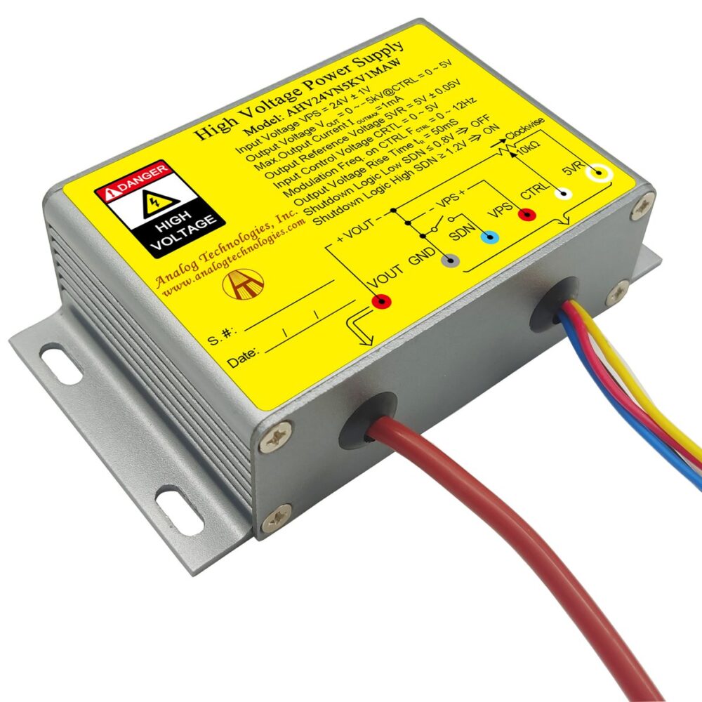 AHV24VN5KV10MAW &minus;5kV 10mA DC DC HV Power Supply (24V Input)