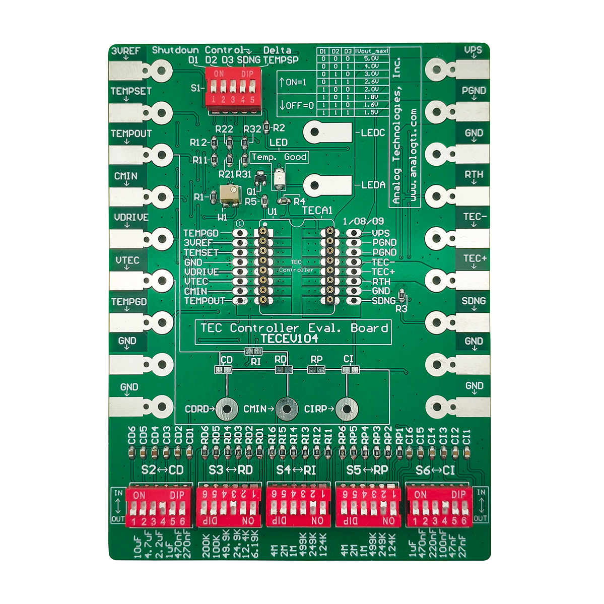 TECEV104 TEC Controller Evaluation Board for TECA1 / TEC5V DIP Modules ...