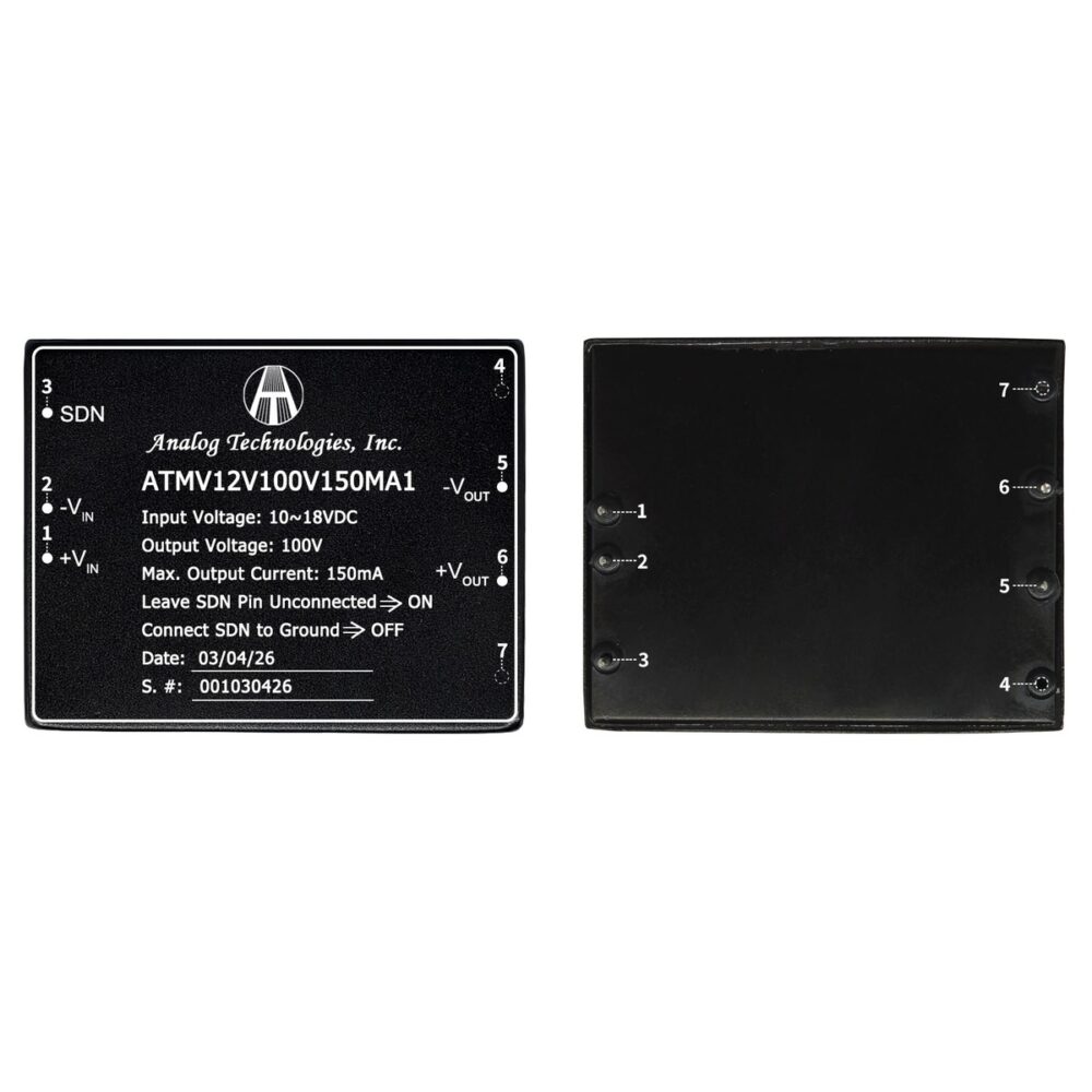 ATMV12V100V150MA1 100V 150mA 15W Isolated DC-DC Converter (12V Input)