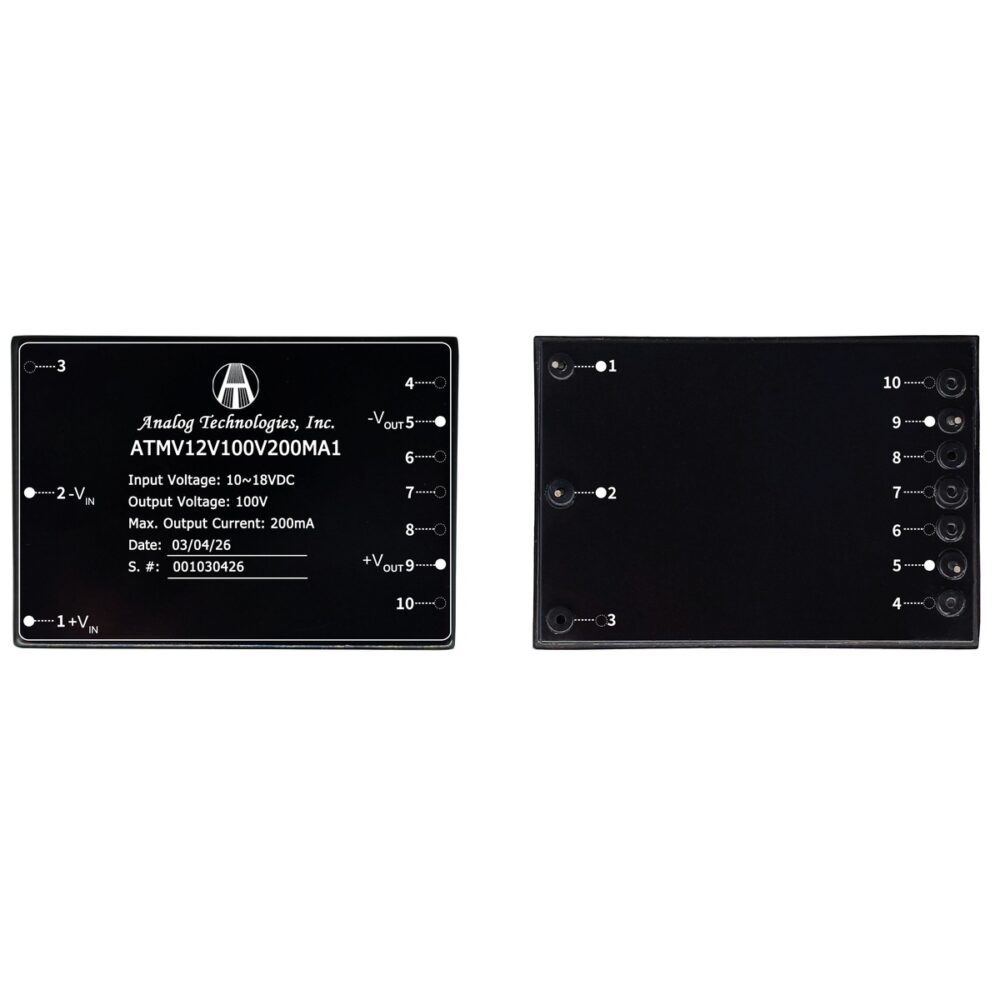 ATMV12V100V200MA1_2 ATMV12V100V200MA1 100V 200mA 20W Isolated DC-DC Converter (12V Input)