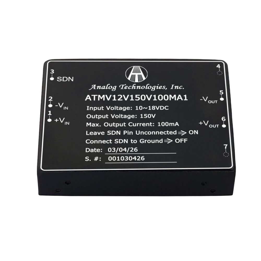 ATMV12V150V100MA1_1 ATMV12V150V100MA1 150V 100mA 15W Isolated DC-DC Converter (12V Input)