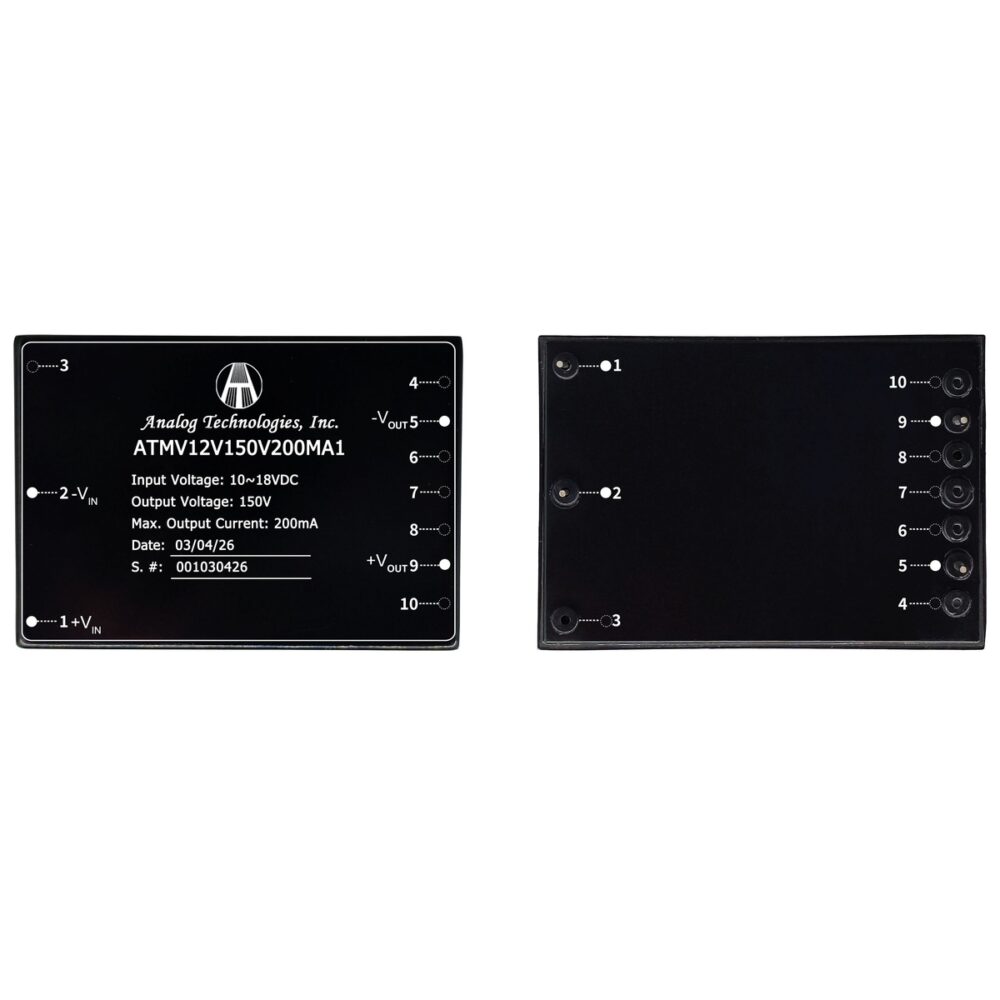 ATMV12V150V200MA1_2 ATMV12V150V200MA1 150V 200mA 30W Isolated DC-DC Converter (12V Input)
