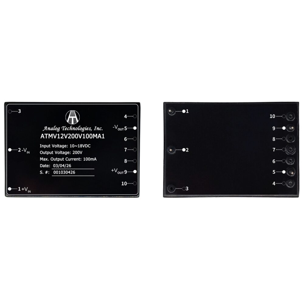 ATMV12V200V100MA1 200V 100mA 20W Isolated DC-DC Converter (12V Input)