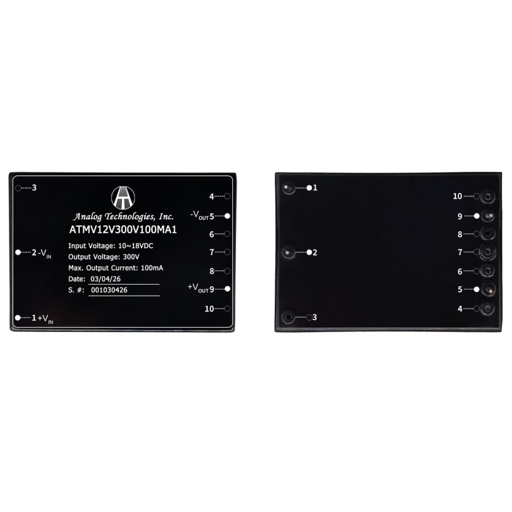 ATMV12V300V100MA1_2 ATMV12V300V100MA1 300V 100mA 30W Isolated DC-DC Converter (12V Input)