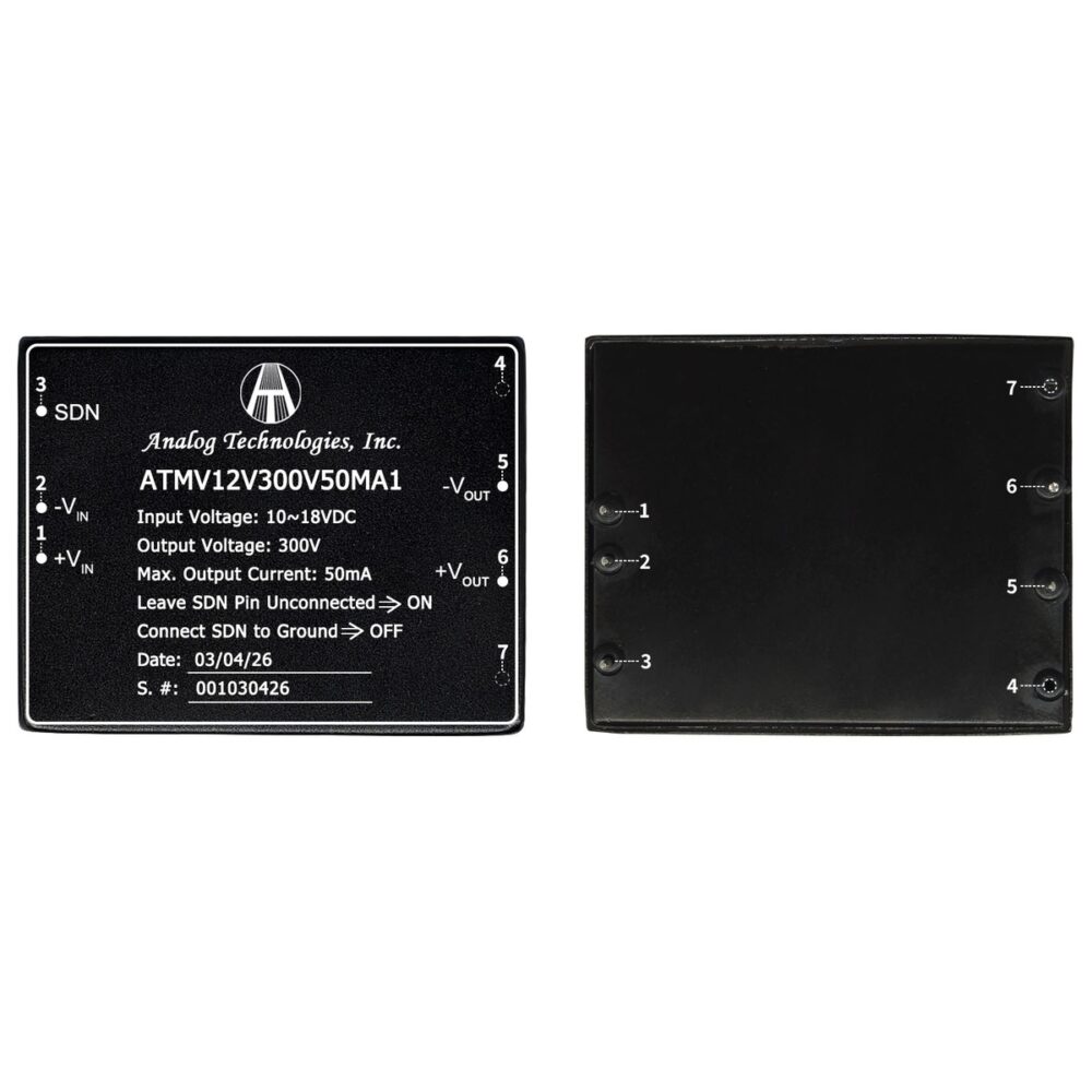 ATMV12V300V50MA1 300V 50mA 15W Isolated DC-DC Converter (12V Input)