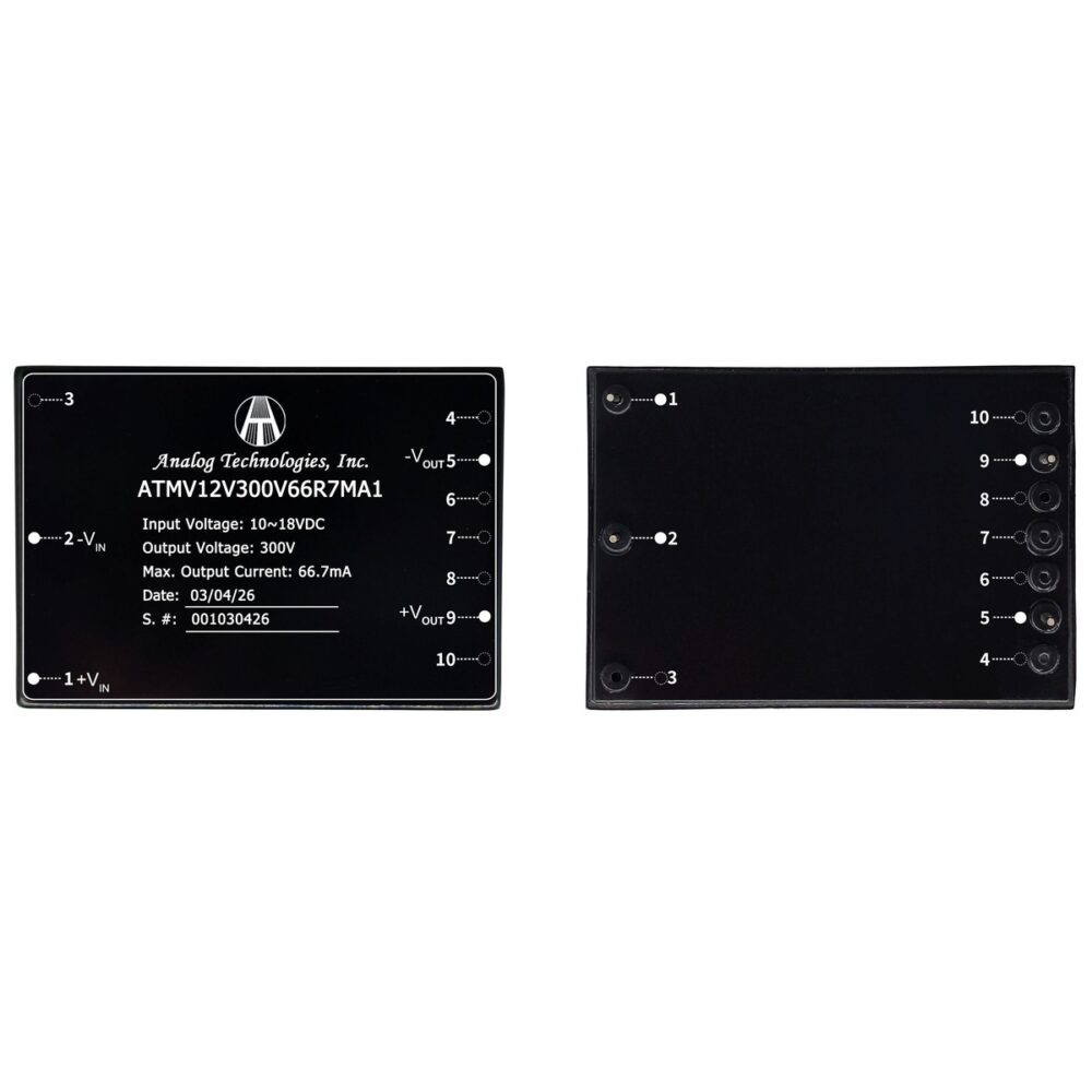ATMV12V300V66R7MA1_2 ATMV12V300V66R7MA1 300V 66.7mA 20W Isolated DC-DC Converter (12V Input)