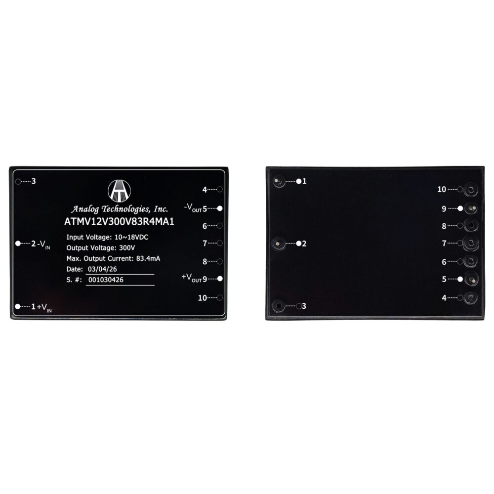 ATMV12V300V83R4MA1_3 ATMV12V300V83R4MA1 300V 83.4mA 25W Isolated DC-DC Converter (12V Input)
