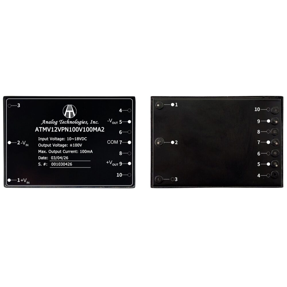 ATMV12VPN100V100MA2_1 ATMV12VPN100V100MA2 ±100V ±100mA 20W Isolated DC-DC Converter (12V Input)