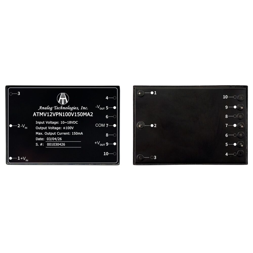 ATMV12VPN100V150MA2 ±100V ±150mA 30W Isolated DC-DC Converter (12V Input)