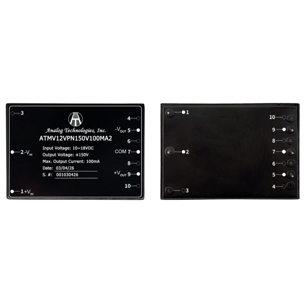 ATMV12VPN150V100MA2_2 ATMV12VPN150V100MA2 ±150V ±100mA 30W Isolated DC-DC Converter (12V Input)