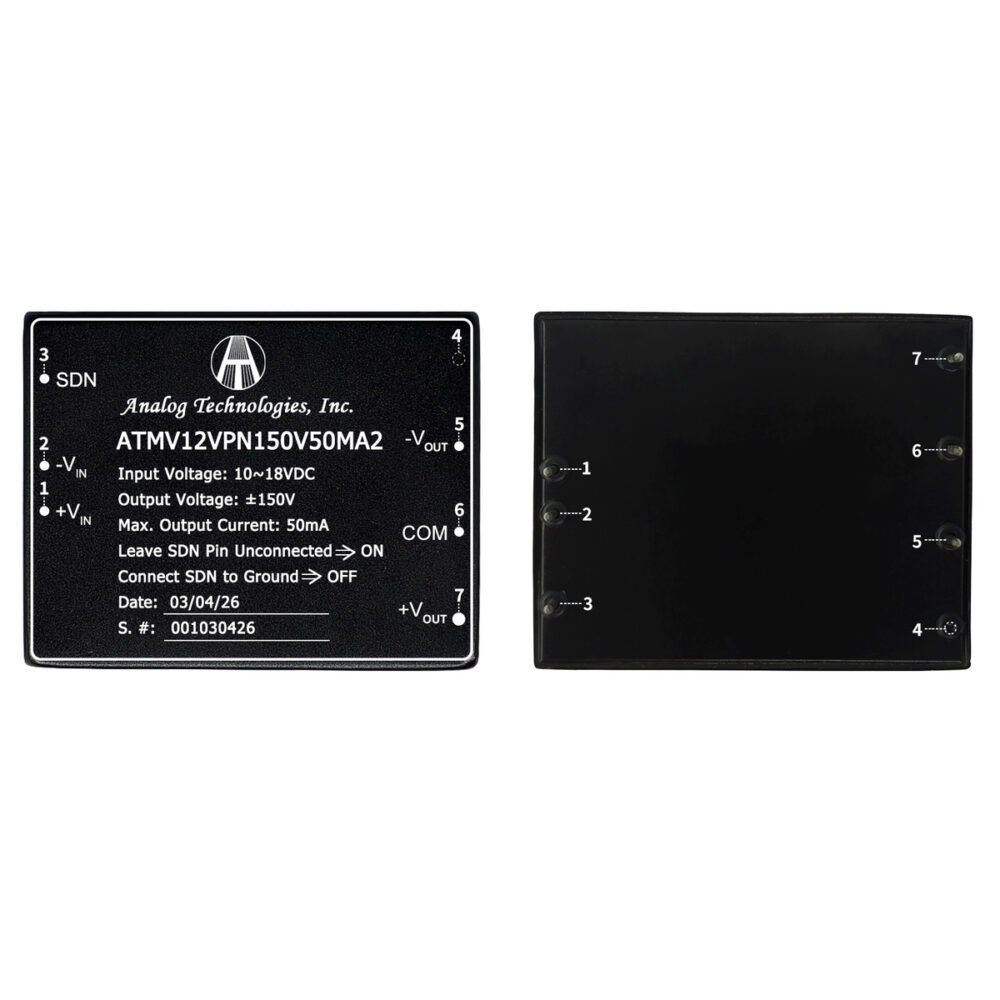 ATMV12VPN150V50MA2_2 ATMV12VPN150V50MA2 ±150V ±50mA 15W Isolated DC-DC Converter (12V Input)