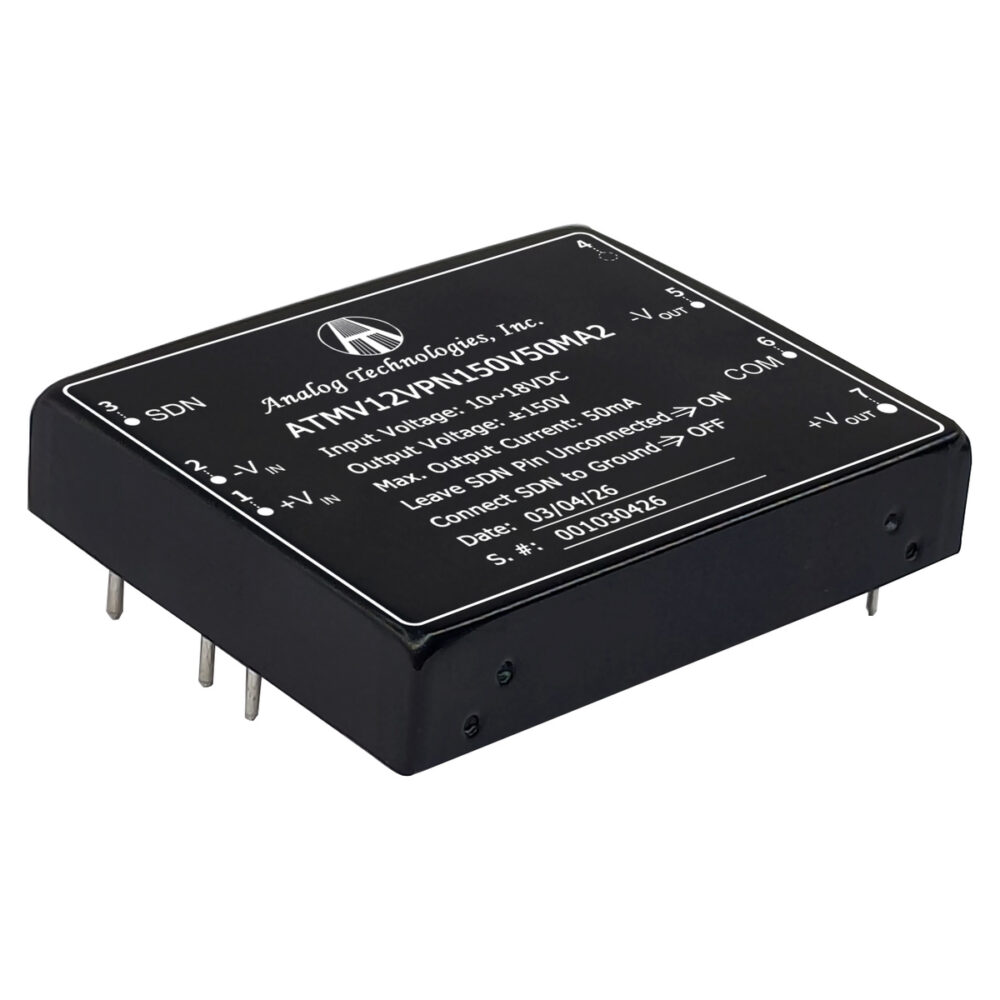 ATMV12VPN150V50MA2_main ATMV12VPN150V50MA2 ±150V ±50mA 15W Isolated DC-DC Converter (12V Input)