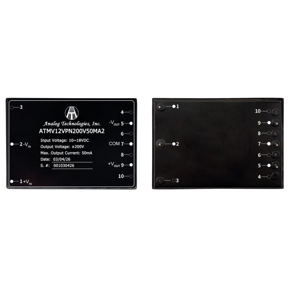 ATMV12VPN200V50MA2_2 ATMV12VPN200V50MA2 ±200V ±50mA 20W Isolated DC-DC Converter (12V Input)