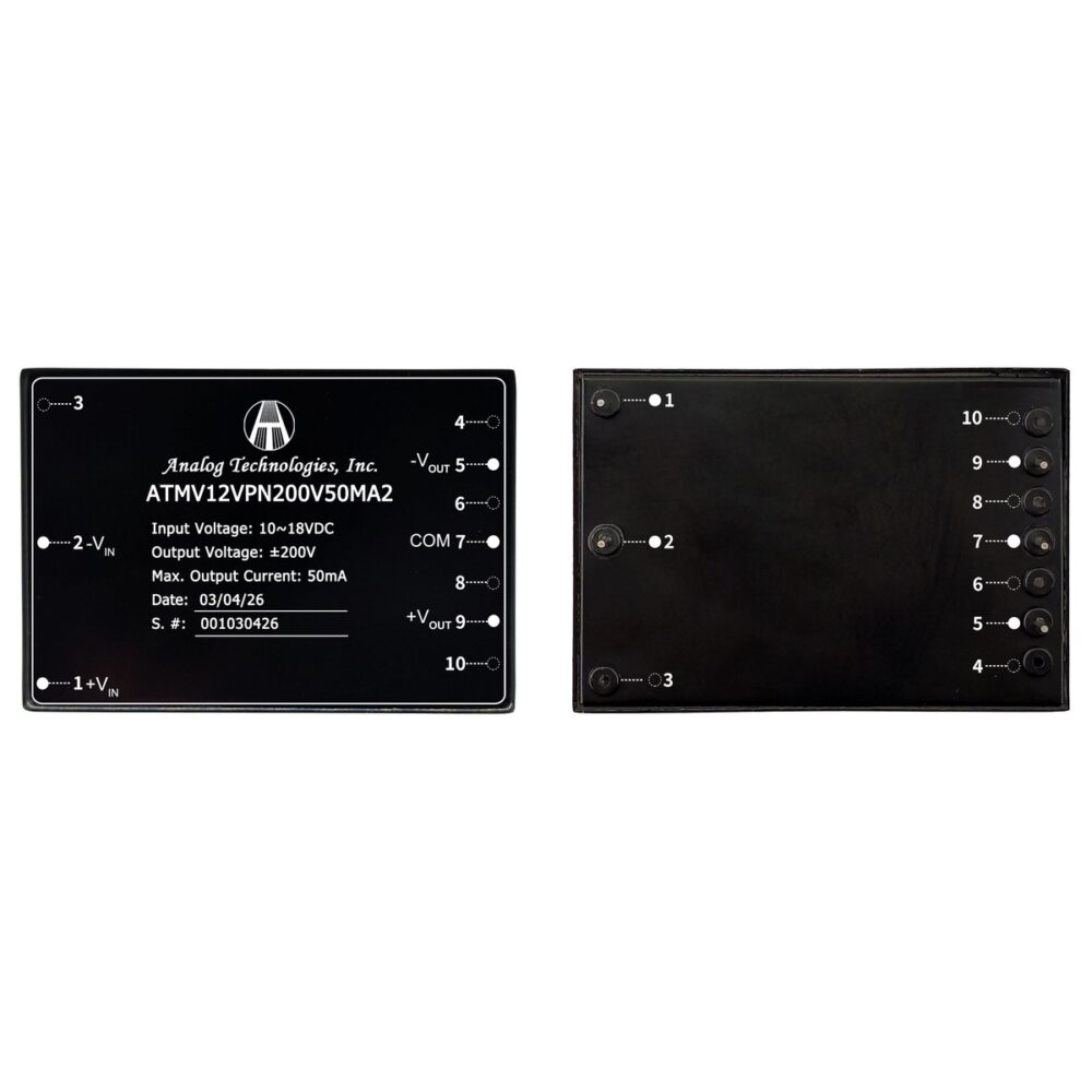 ATMV12VPN200V62R5MA2_2 ATMV12VPN200V62R5MA2 ±200V ±62.5mA 25W Isolated DC-DC Converter (12V Input)