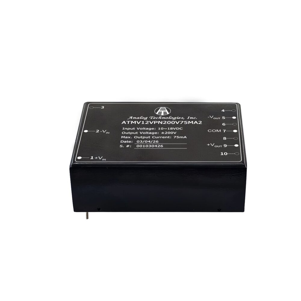ATMV12VPN200V75MA2_1 ATMV12VPN200V75MA2 ±200V ±75mA 30W Isolated DC-DC Converter (12V Input)
