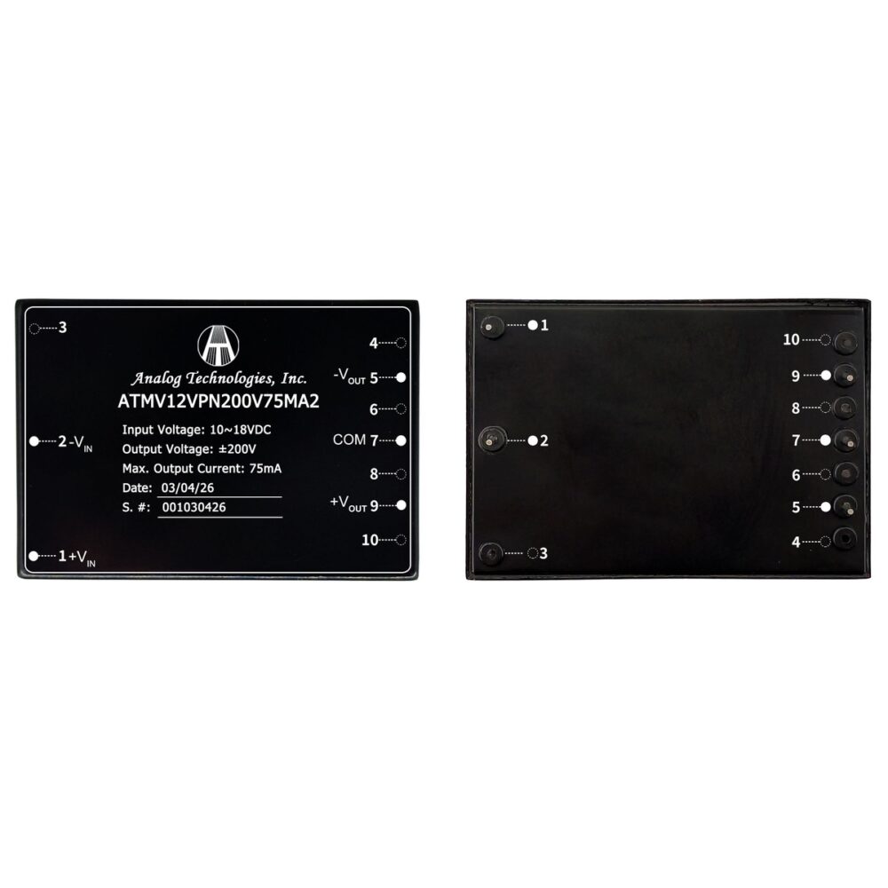 ATMV12VPN200V75MA2_2 ATMV12VPN200V75MA2 ±200V ±75mA 30W Isolated DC-DC Converter (12V Input)