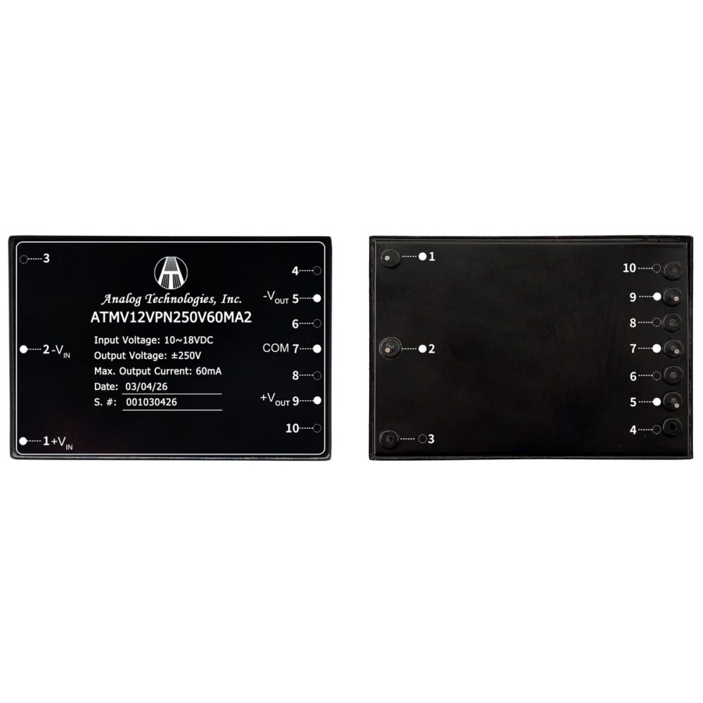 ATMV12VPN250V60MA2_2 ATMV12VPN250V60MA2 ±250V ±60mA 30W Isolated DC-DC Converter (12V Input)