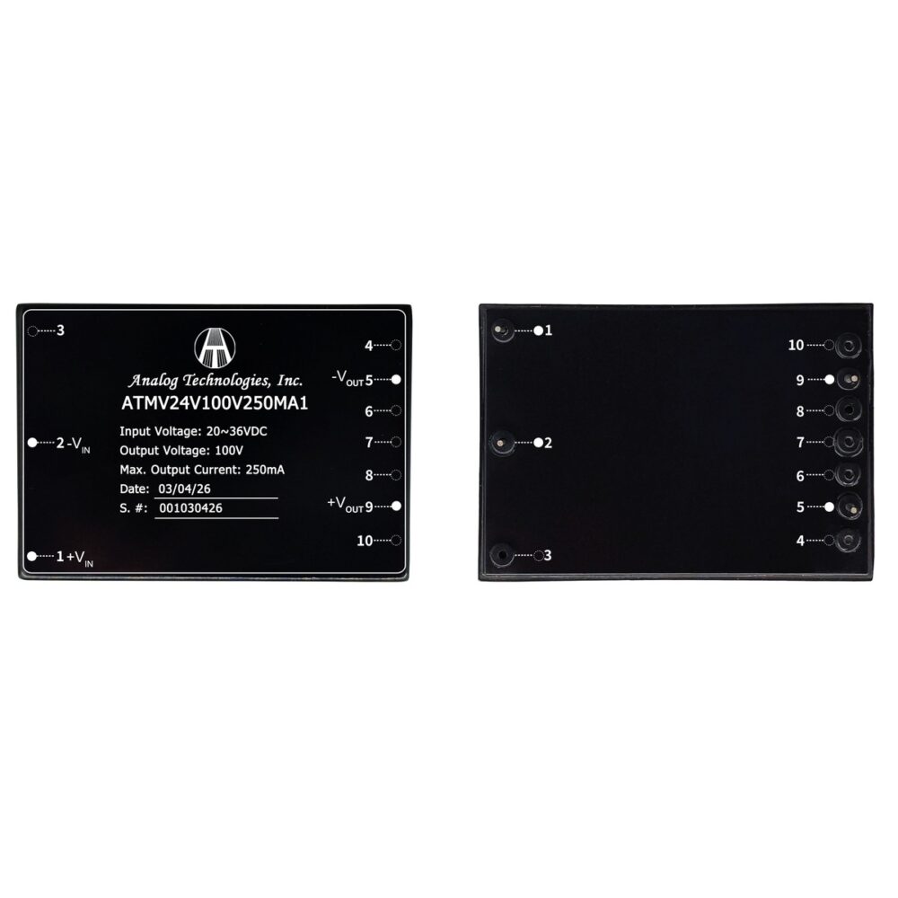 ATMV24V100V250MA1 100V 250mA 25W Isolated DC-DC Converter (24V Input)