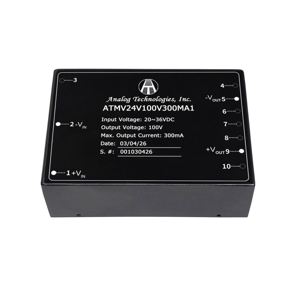 ATMV24V100V300MA1 100V 300mA 30W Isolated DC-DC Converter (24V Input)