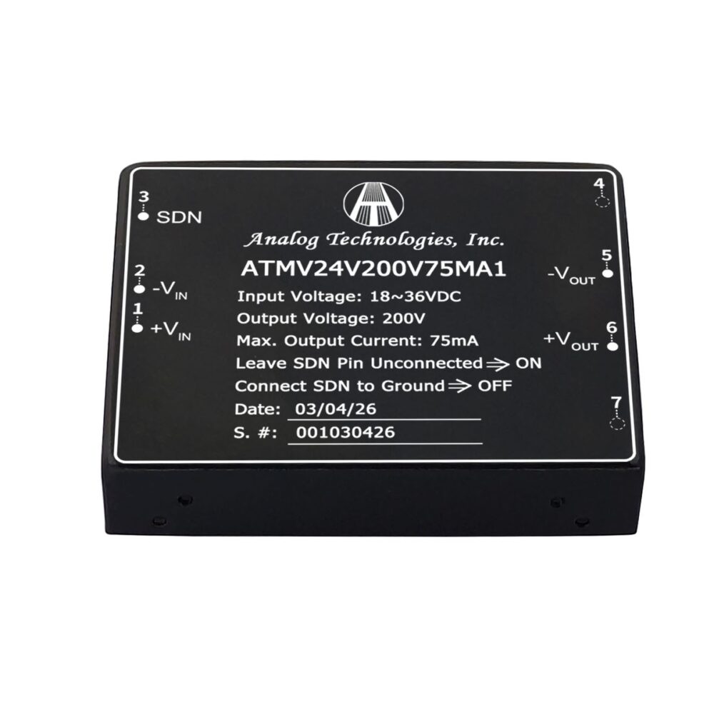 ATMV24V200V75MA1 200V 75mA 15W Isolated DC-DC Converter (24V Input)