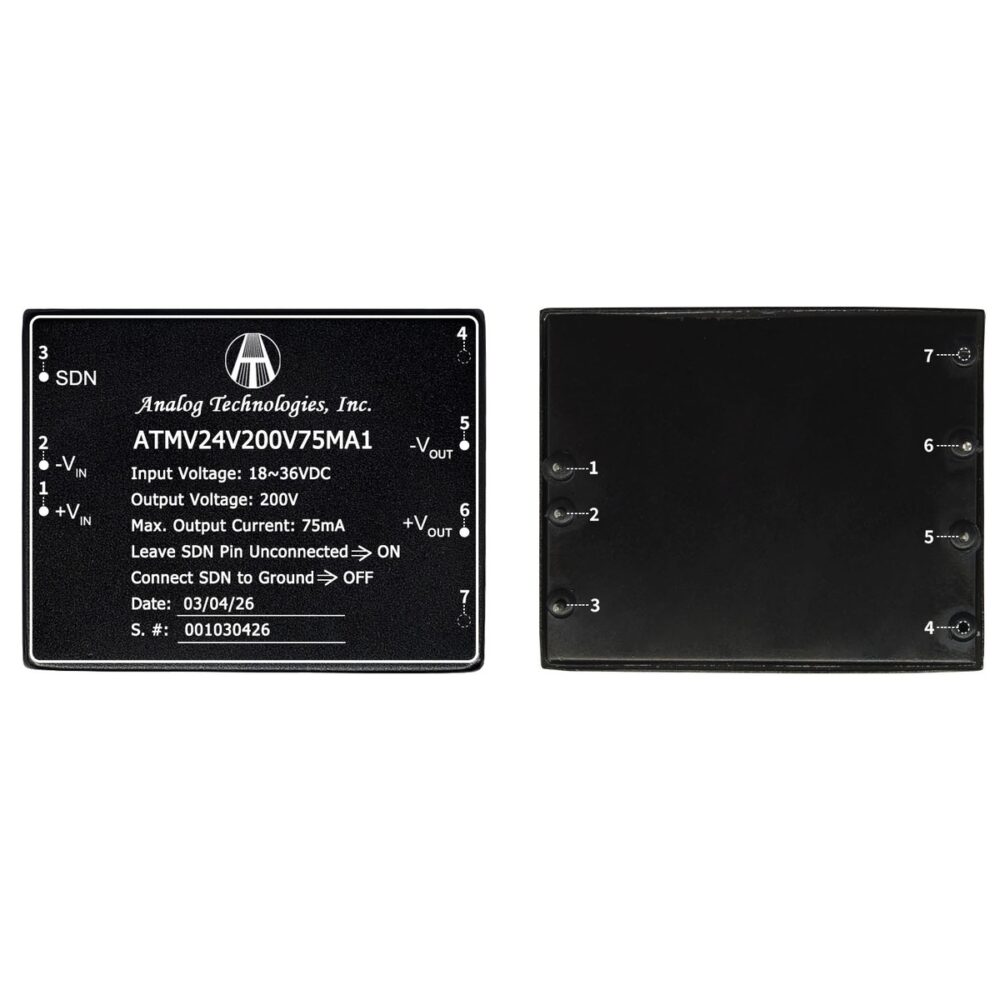 ATMV24V200V75MA1 200V 75mA 15W Isolated DC-DC Converter (24V Input)