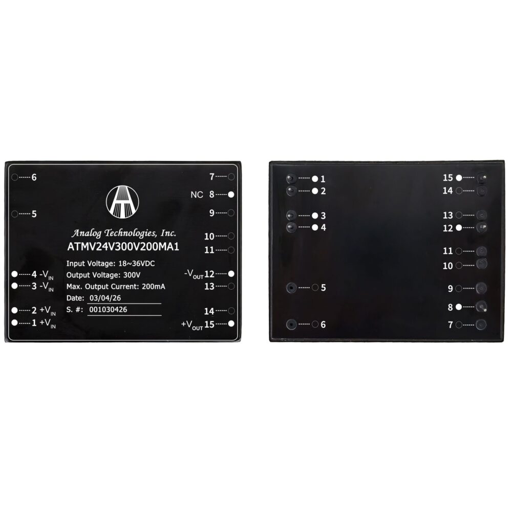 ATMV24V300V200MA1_3 ATMV24V300V200MA1 300V 200mA 60W Isolated DC-DC Converter (24V Input)